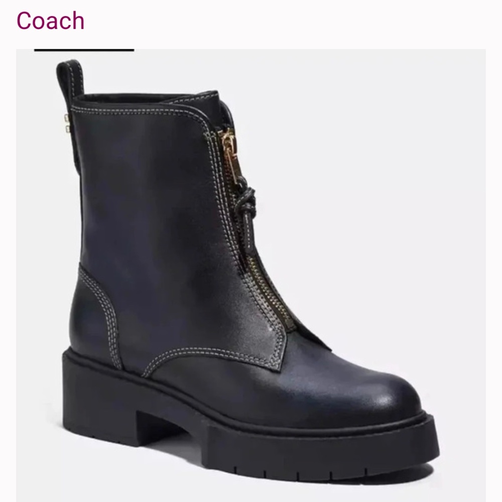 Zip front Liza black 7 coach boots